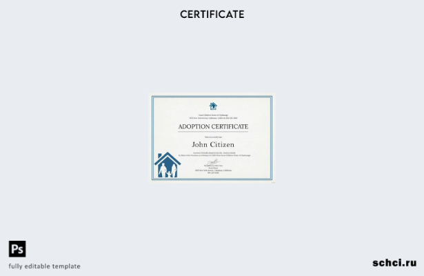 скачать в цифровом формате шаблон сертификата об усыновлении приюта «Великий дет